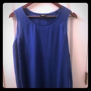 Royal Blue Sleeveless Tunic with high slits.